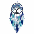 Attrape-rêves suspendu 30 x 75 cm en métal et plumes bleu turquoise style bohème décoratif