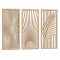 Lot de 3 panneaux décoratifs muraux 120 x 40 cm en bois beige style naturel