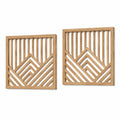 Lot de 2 panneaux muraux 60 x 60 cm en bois naturel motif montagne ajouré