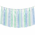 Guirlande décorative 150 x 60 cm en tissu bleu vert blanc à nouer