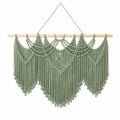 Tapisserie murale en macramé 100 cm x 95 cm coton vert style bohème