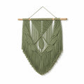 Tapisserie murale en macramé 70 x 100 cm coton vert style bohème