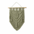 Tenture murale 50 x 80 cm en coton vert sauge style macramé