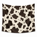 Tenture murale 150 x 130 cm en polyester blanc marron motif vache avec œillets décorative