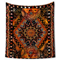 Tapisserie murale 150 x 130 cm en polyester noir orange à motif géométrique décoratif